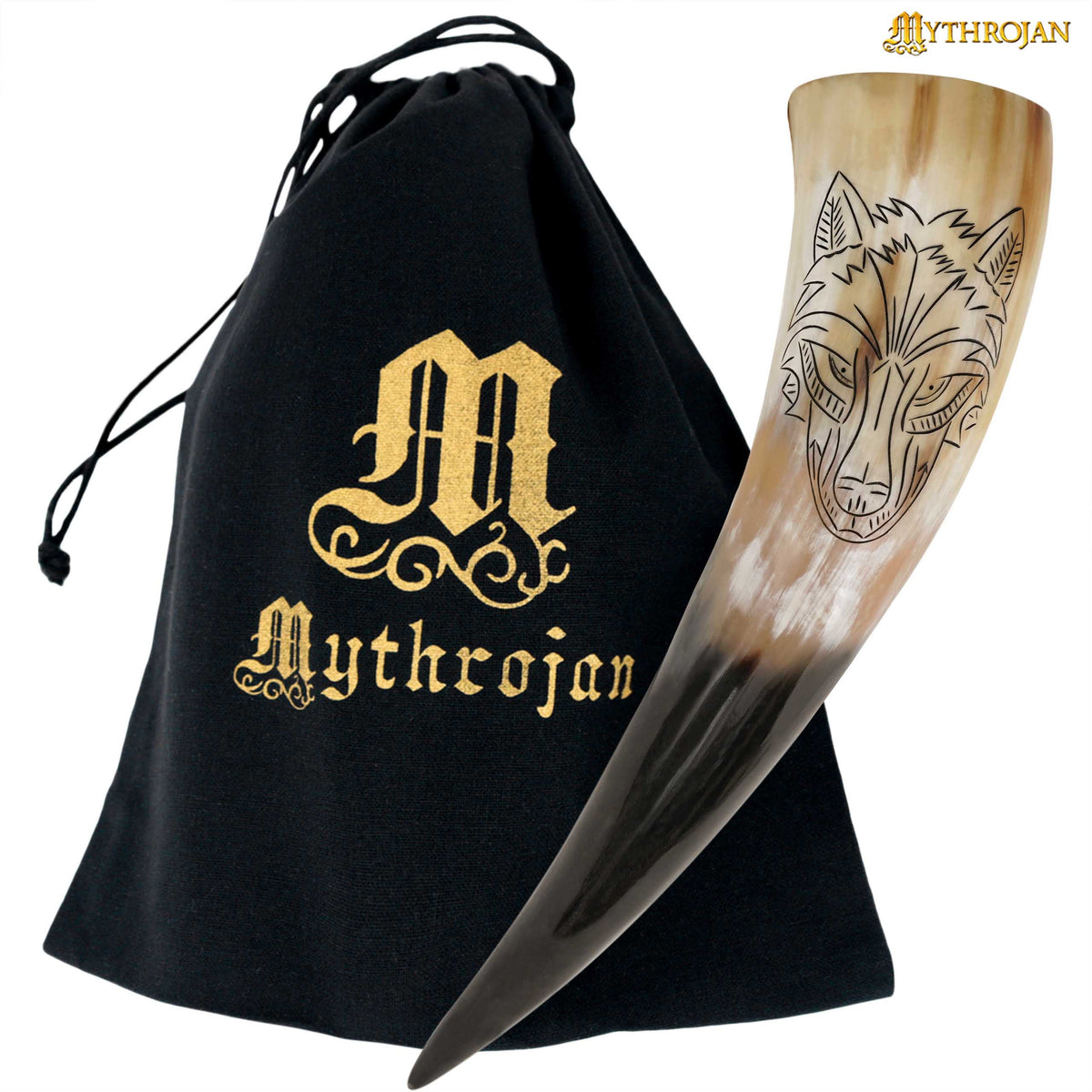 Cuerno vikingo para beber modelo Lobo (400 ml.)