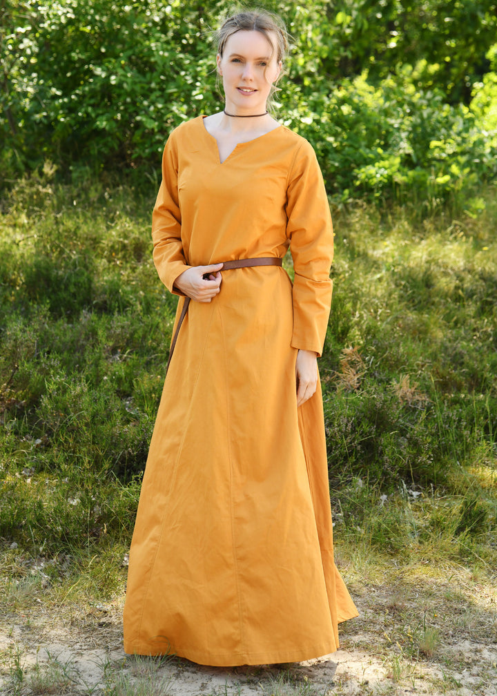 Vestido vikingo mujer modelo Milla, amarillo mostaza