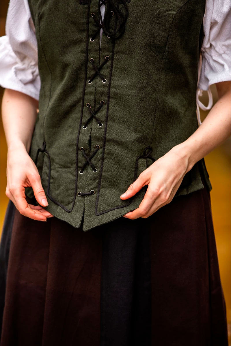 Chaleco medieval mujer modelo Selma, verde