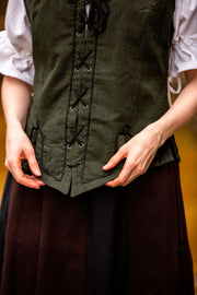 Chaleco medieval mujer modelo Selma, verde
