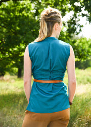 Blusa medieval modelo Levke en algodón, color azul