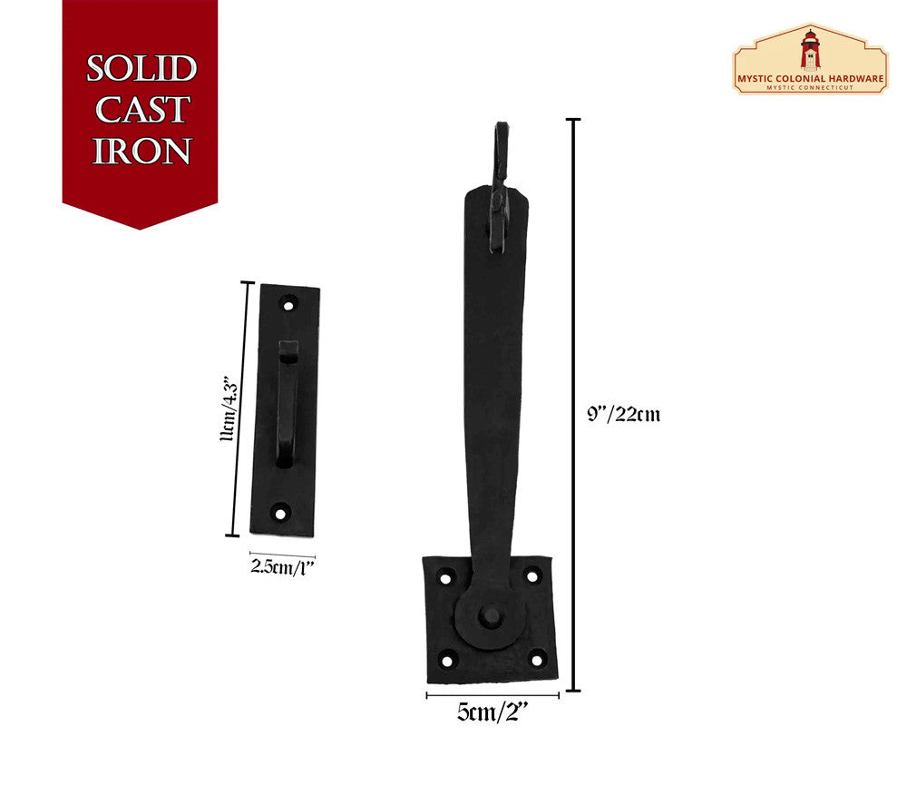 Pestillo para puerta medieval hierro forjado (22 cm.)