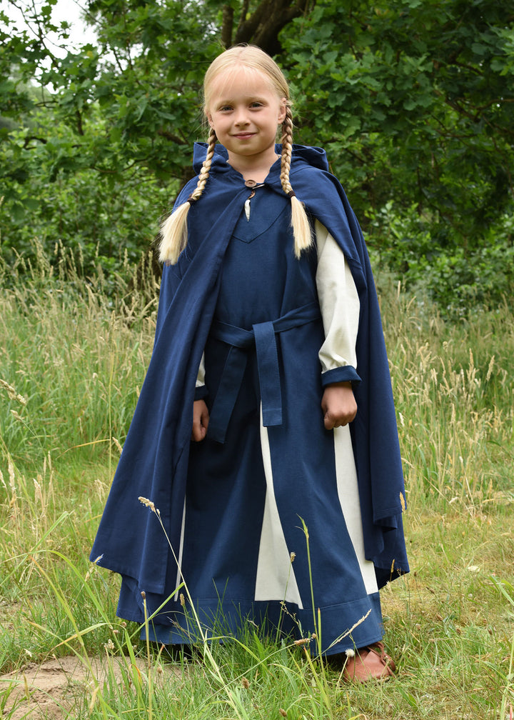 Capa medieval modelo Paul para niños, azul