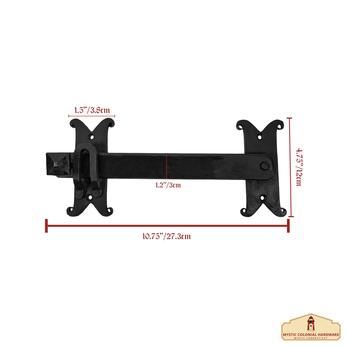 Pestillo para puerta medieval hierro forjado (27,3 cm.)
