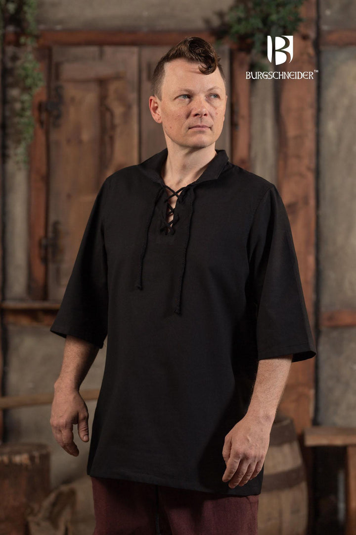 Camisa medieval de verano Aton, negro