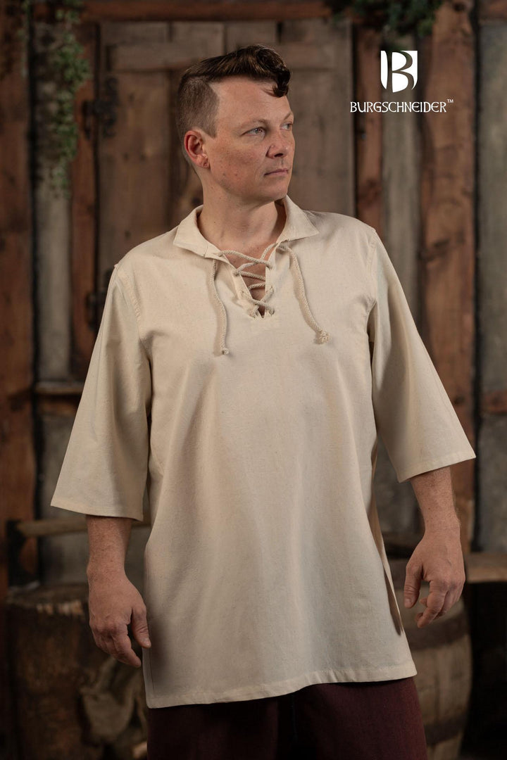 Camisa medieval de verano Aton, blanco natural