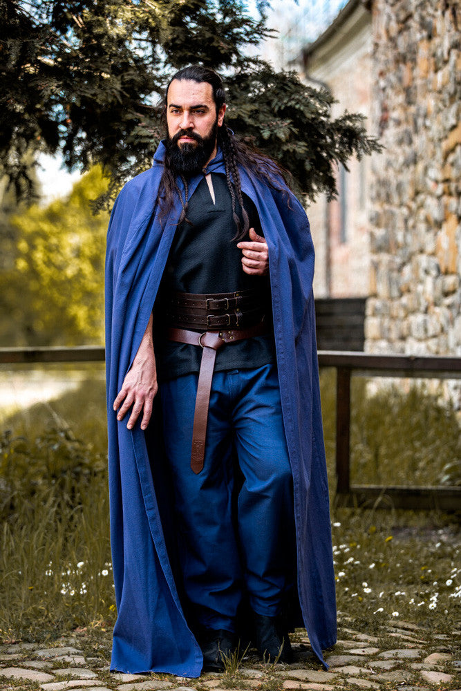 Capa medieval azul larga
