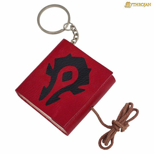 Llavero mini-diario cuero medieval Warcraft en rojo