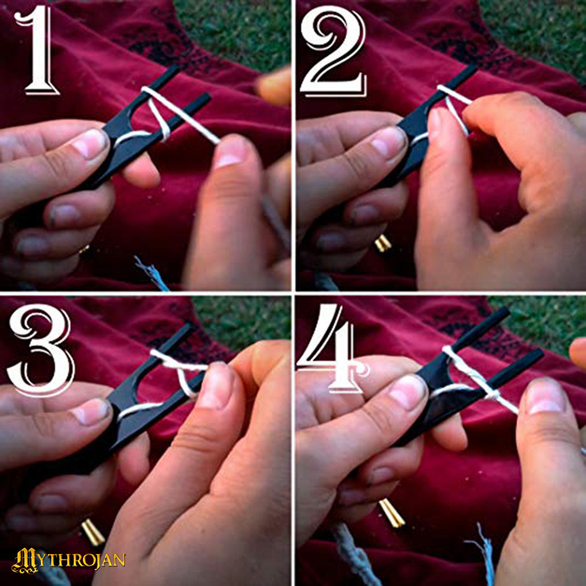 Herramienta medieval para trenzar cuerdas