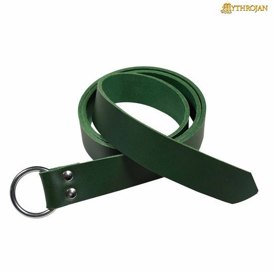 Cinturón vikingo con hebilla redonda, color verde (101 cm.)