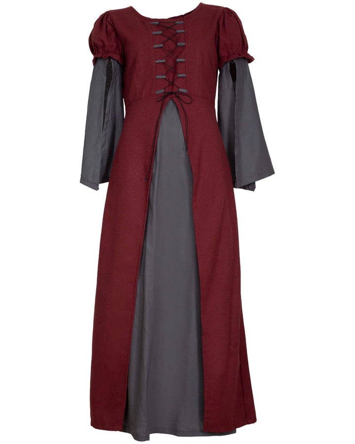 Vestido medieval largo modelo Loreley, color burdeos