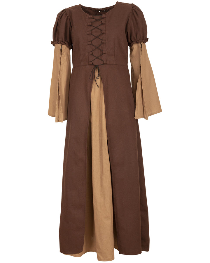 Vestido medieval largo modelo Loreley, color marrón