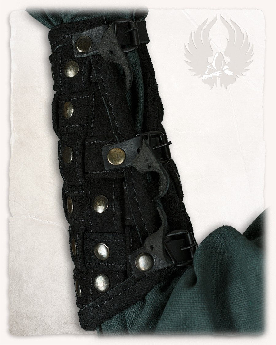 Brazaletes medievales cuero modelo Robert, color negro