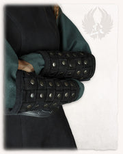 Brazaletes medievales cuero modelo Robert, color negro