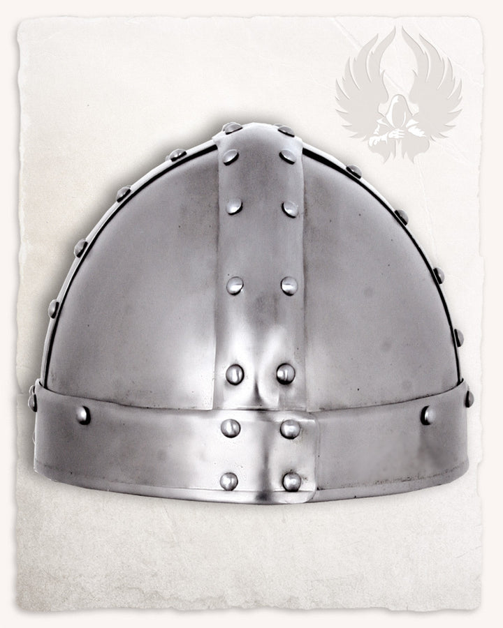 Casco tipo Spanghelm acero modelo Thorsten, acabado brillante