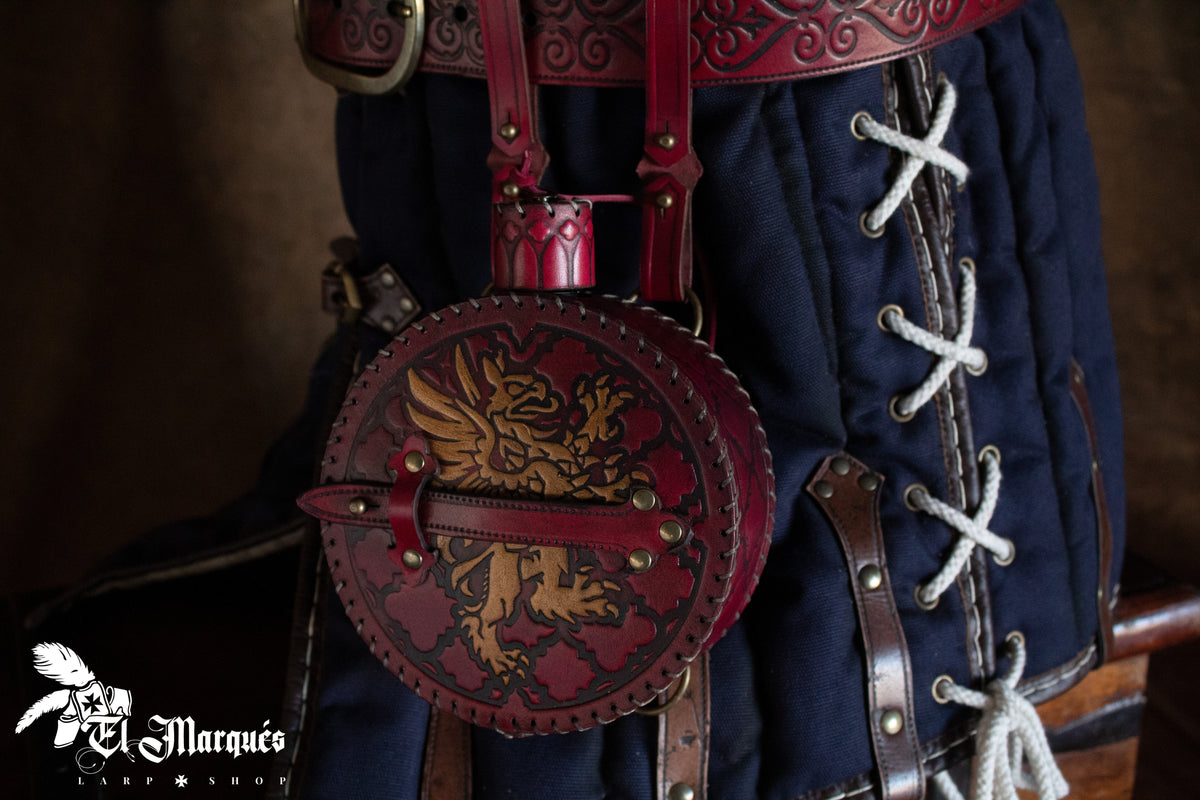 Cantimplora Explorer medieval en cuero