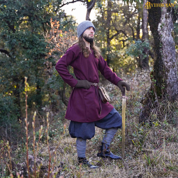 Túnica Vikinga Erik en lana granate
