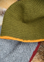 Gorro de lana crochet, verde-amarillo