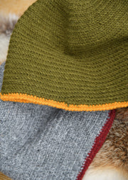 Gorro de lana crochet, gris-rojo