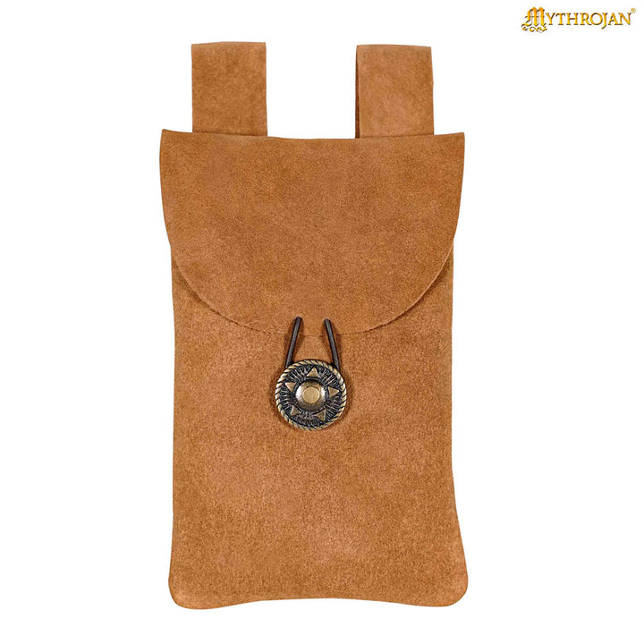 Bolsa medieval para cinturón en piel de ante, color arena