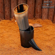 Cuerno vikingo para beber, con soporte