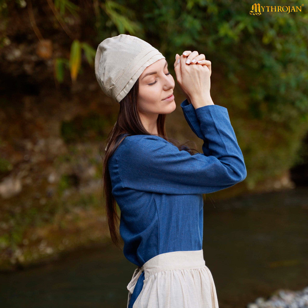 Gorro medieval lino y algodón modelo Birgita, color natural