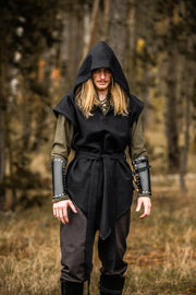 Túnica medieval negra de arquero modelo Aldón, unisex