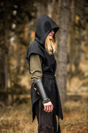 Túnica medieval negra de arquero modelo Aldón, unisex