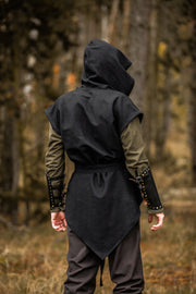 Túnica medieval negra de arquero modelo Aldón, unisex