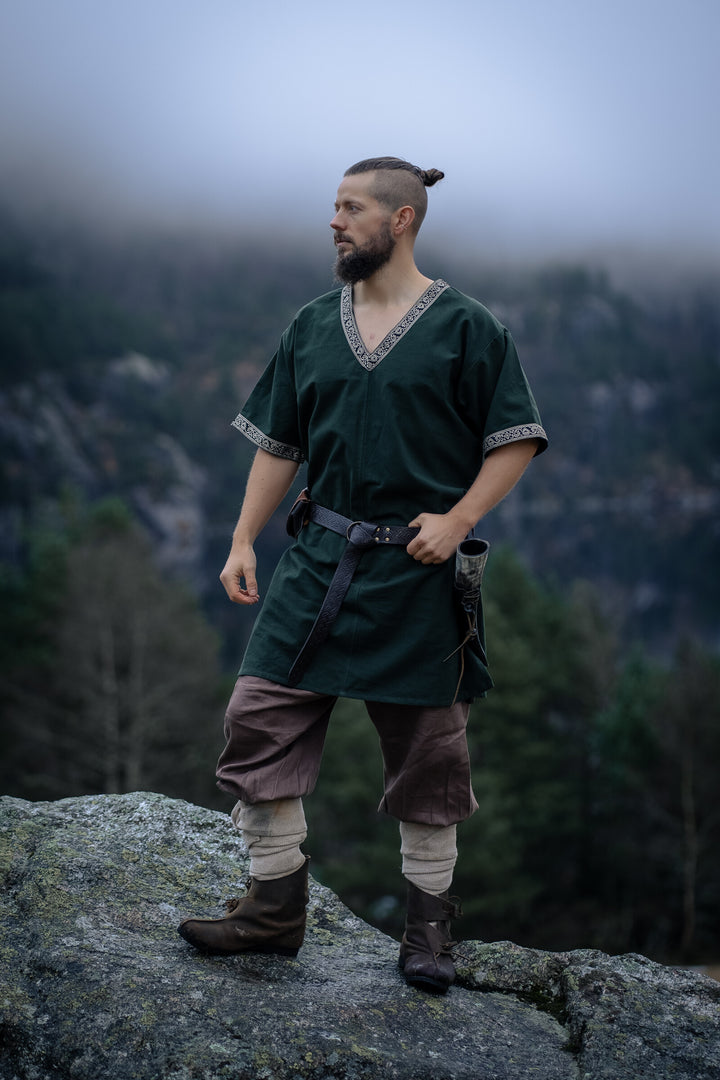 Túnica vikinga corta modelo Loki, verde oliva