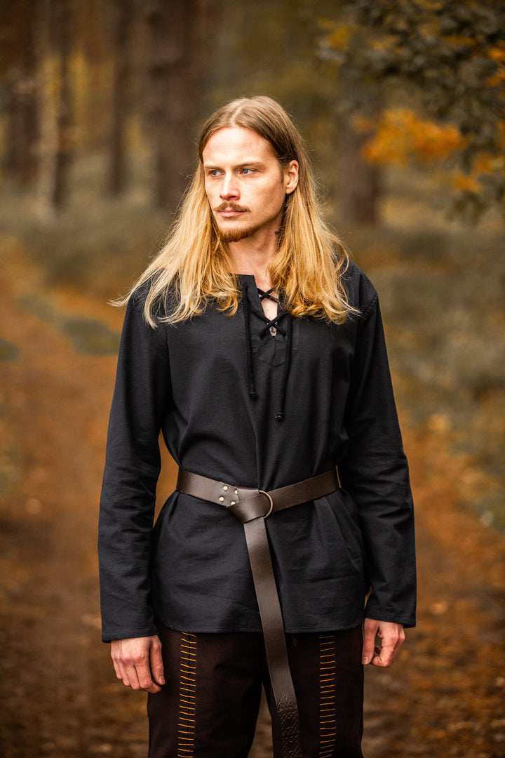 Camisa medieval hombre modelo Otto, negro