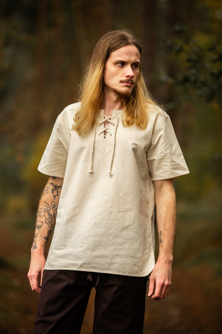 Camisa Medieval Erhart, manga corta, color Beige
