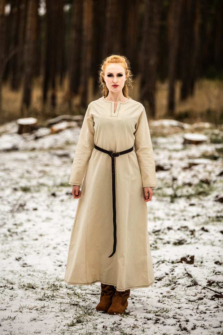 Vestido Vikingo mujer Helga en Beige natural