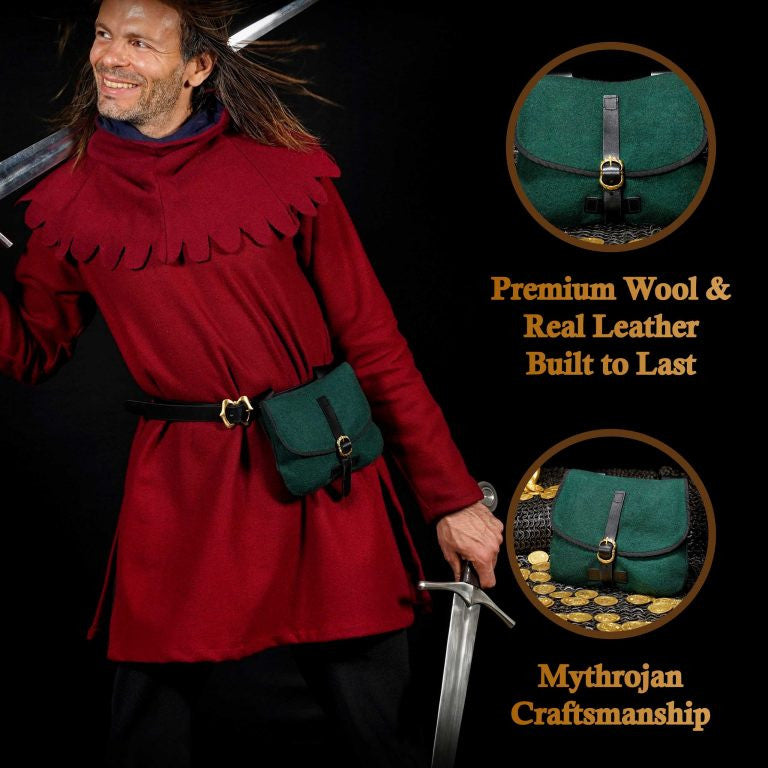 Bolso medieval para LARP en verde