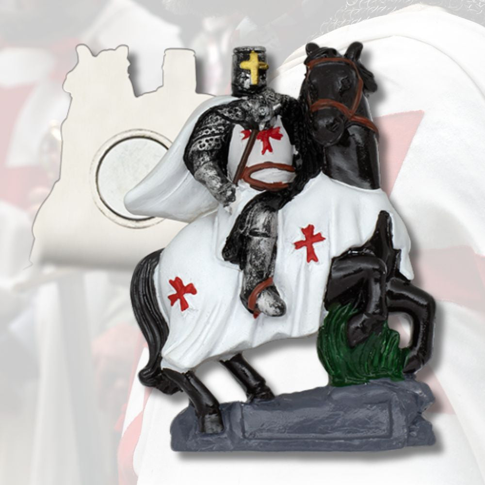Imán Templario blanco a caballo (7 cm.)