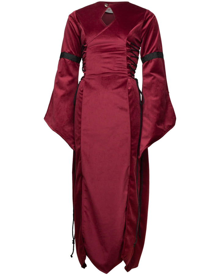 Vestido medieval terciopelo modelo Antaris, color burdeos
