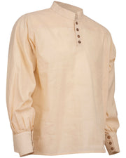 Camisa medieval algodón modelo Bartold, color blanco natural
