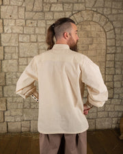Camisa medieval algodón modelo Bartold, color blanco natural