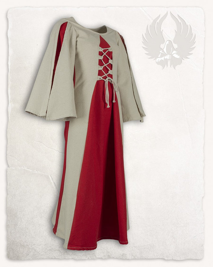 Vestido medieval para adolescentes modelo Kirian, rojo-natural