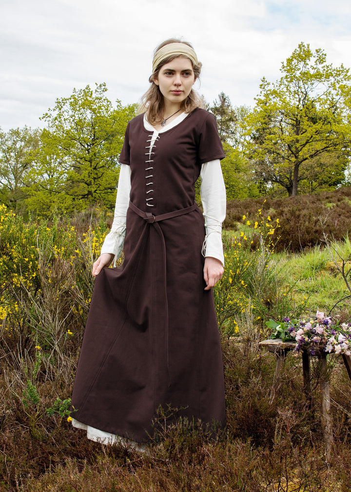 Vestido medieval Cotehardie Ava, manga corta