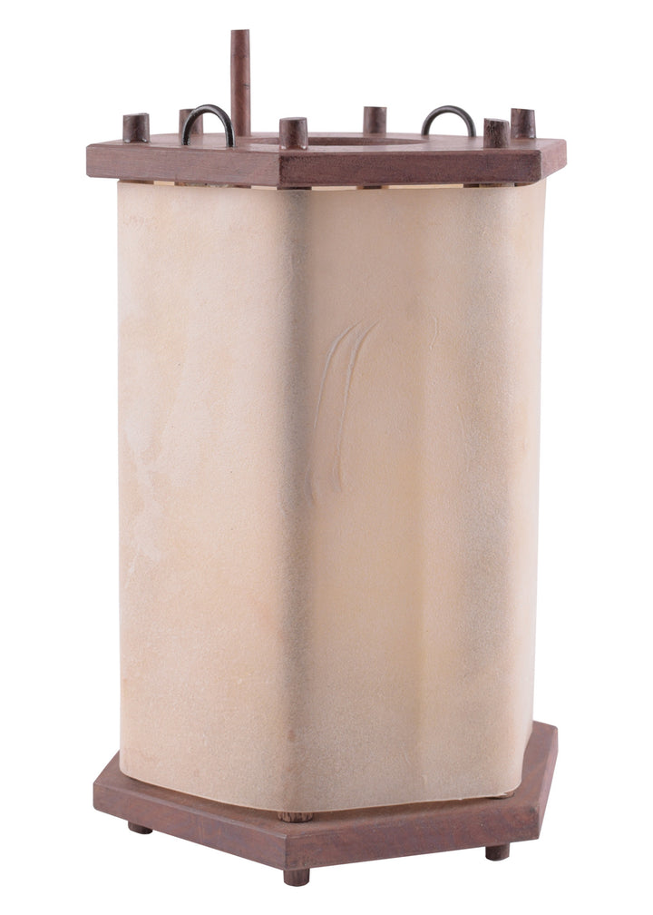 Linterna de madera con cuero crudo (23,5 cm.)