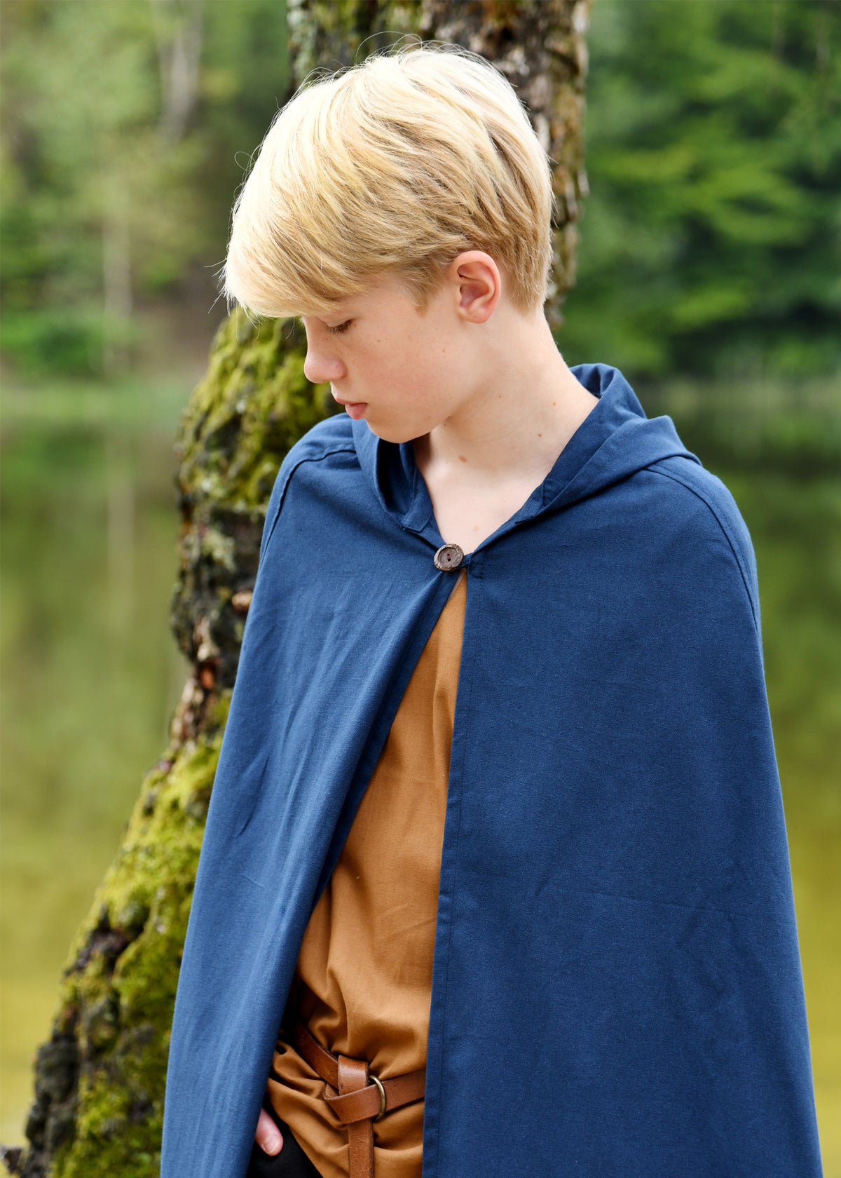 Capa medieval modelo Paul para niños, azul