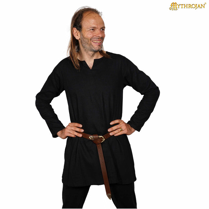 Túnica vikinga algodón modelo Raider, color negro
