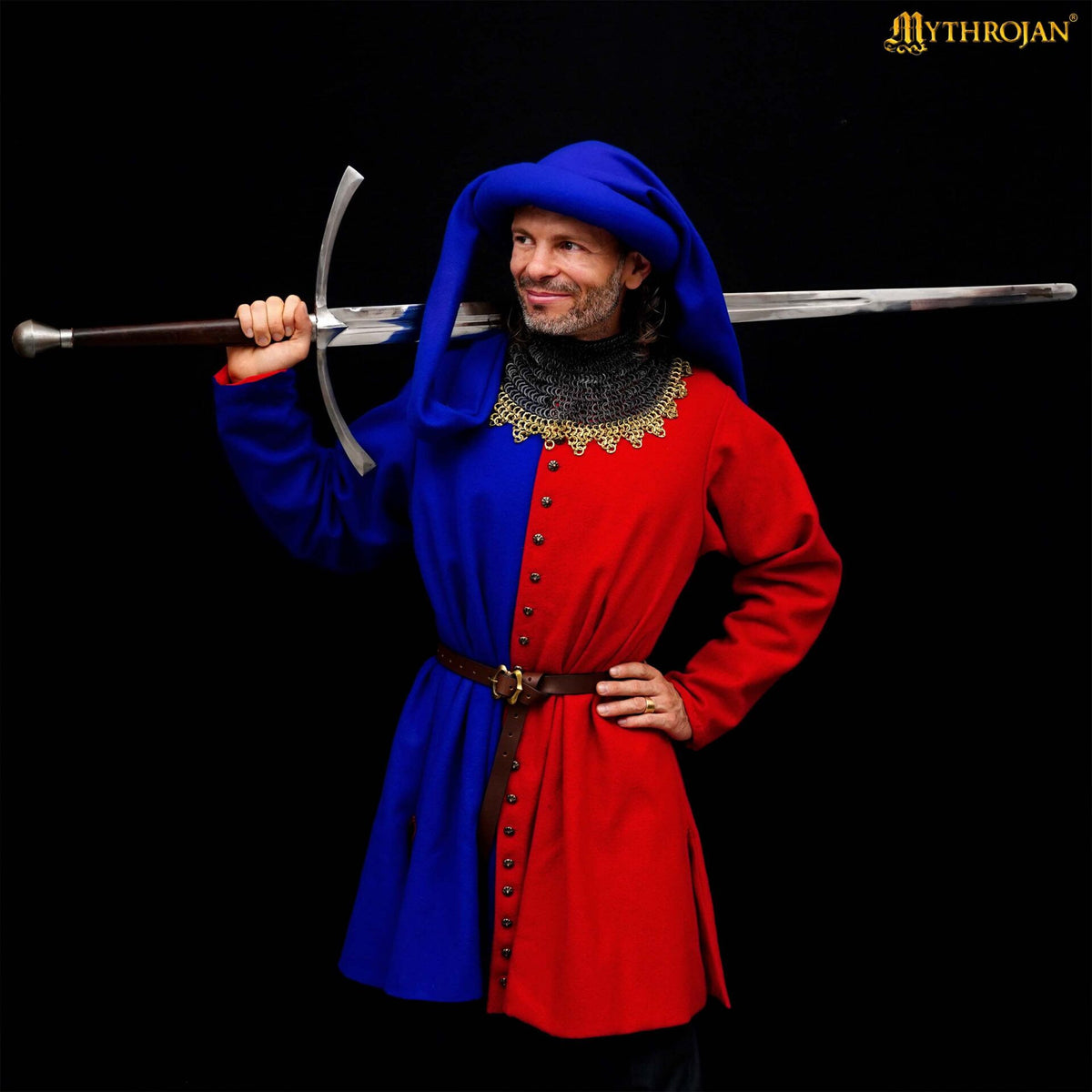 Abrigo medieval de lana siglos XIV-XV modelo Houppelande