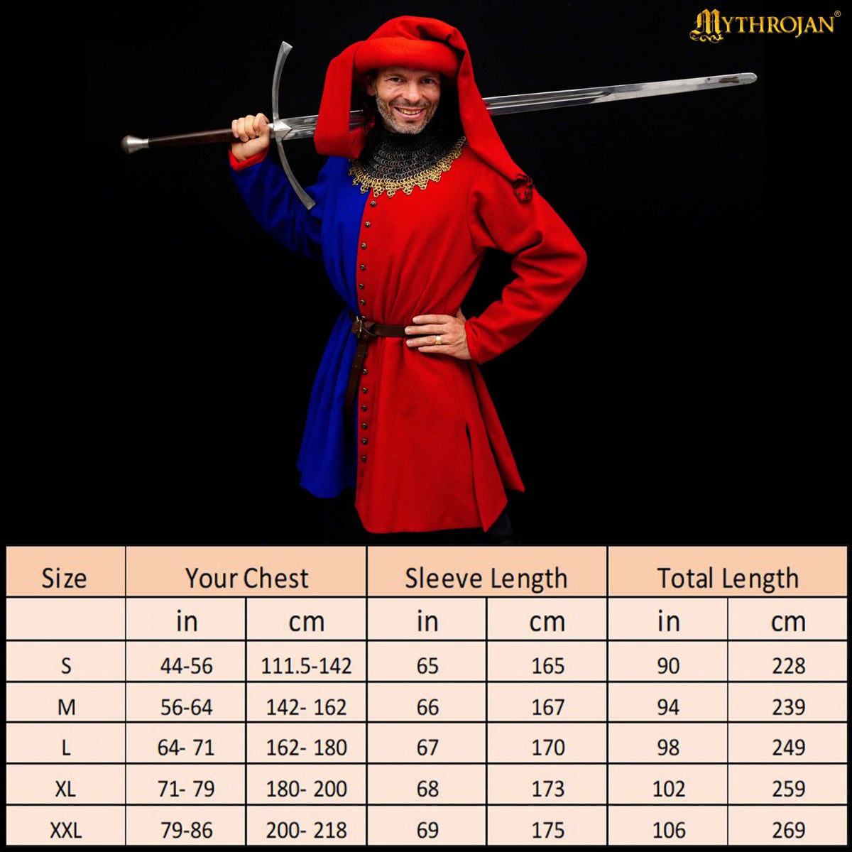 Abrigo medieval de lana siglos XIV-XV modelo Houppelande