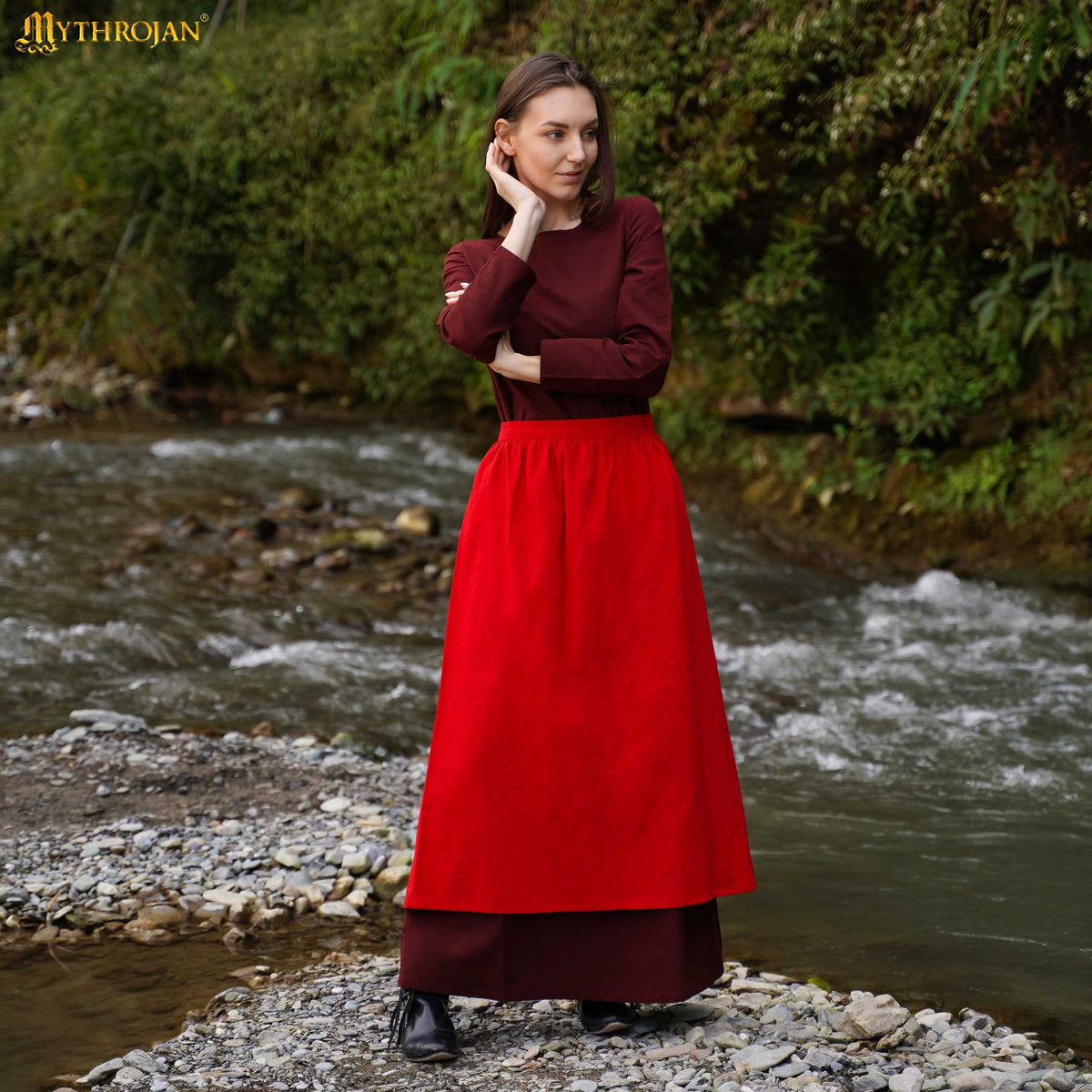 Delantal medieval Renacentista, color rojo