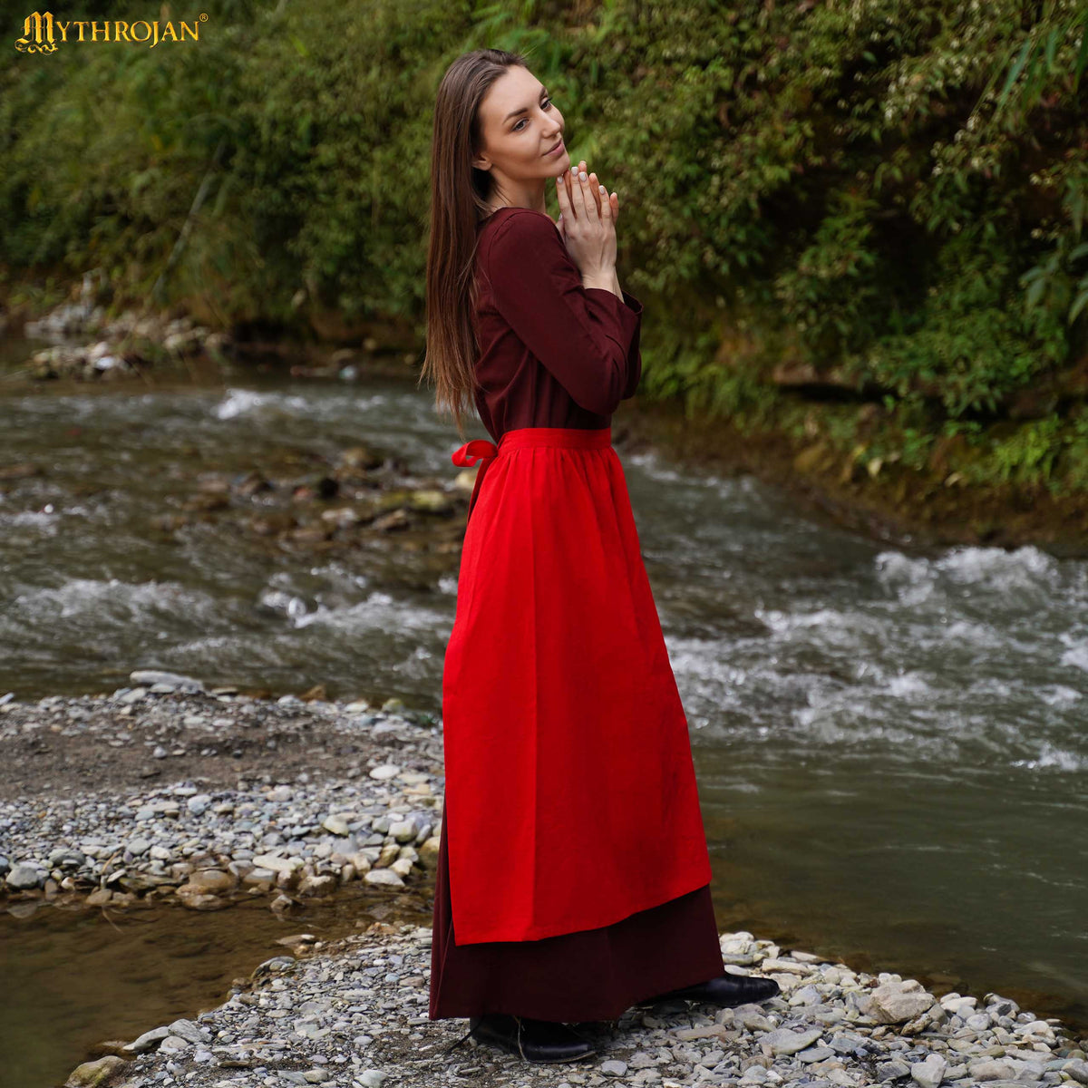 Delantal medieval Renacentista, color rojo