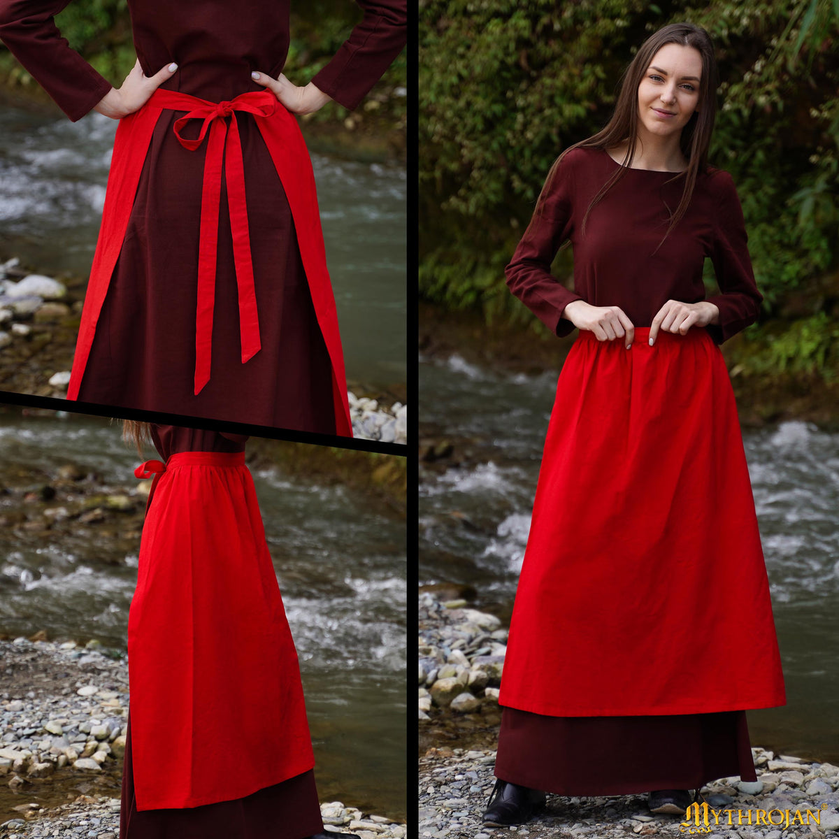 Delantal medieval Renacentista, color rojo