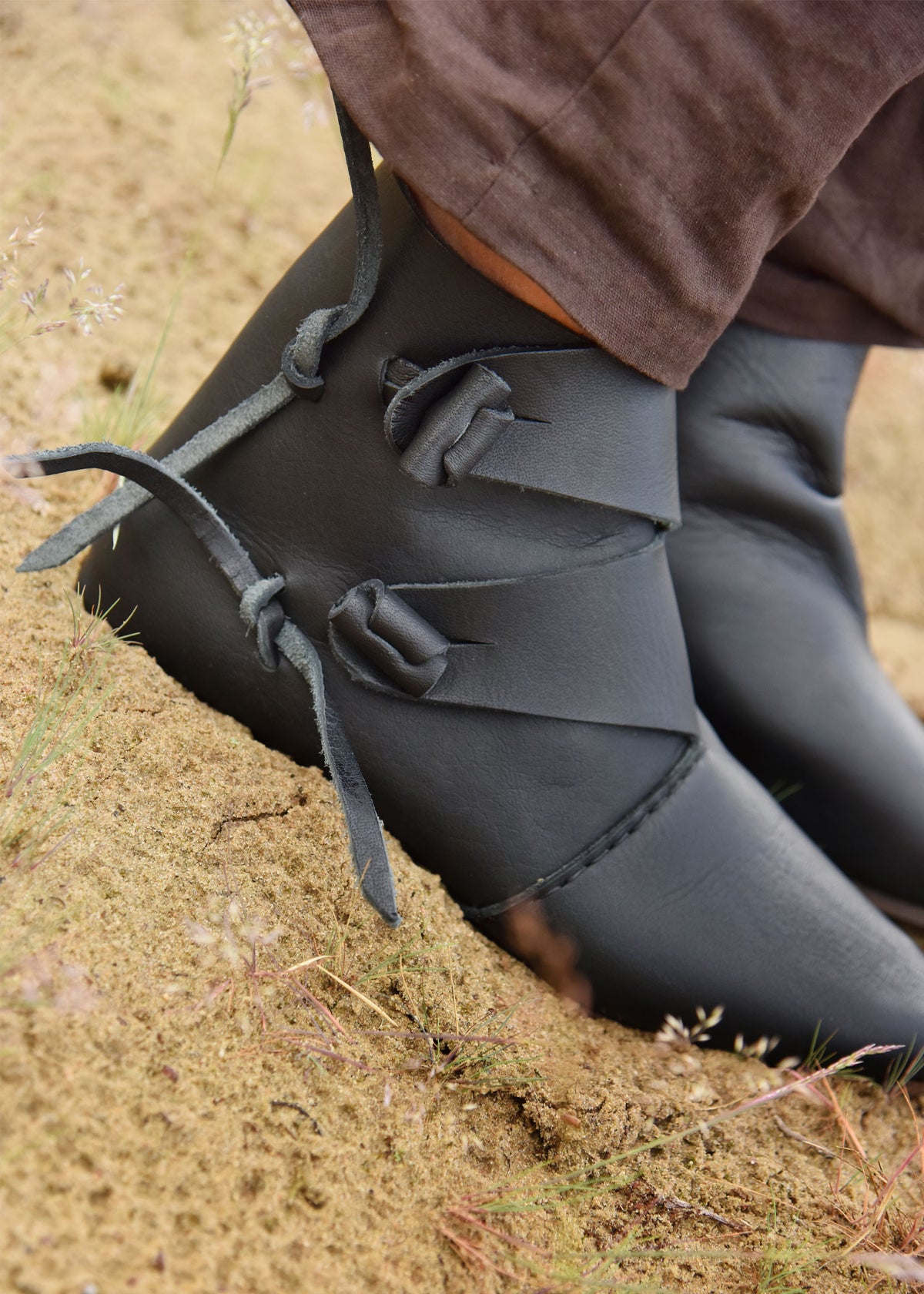 Zapatos vikingos medievales tempranos Jorvik, negro