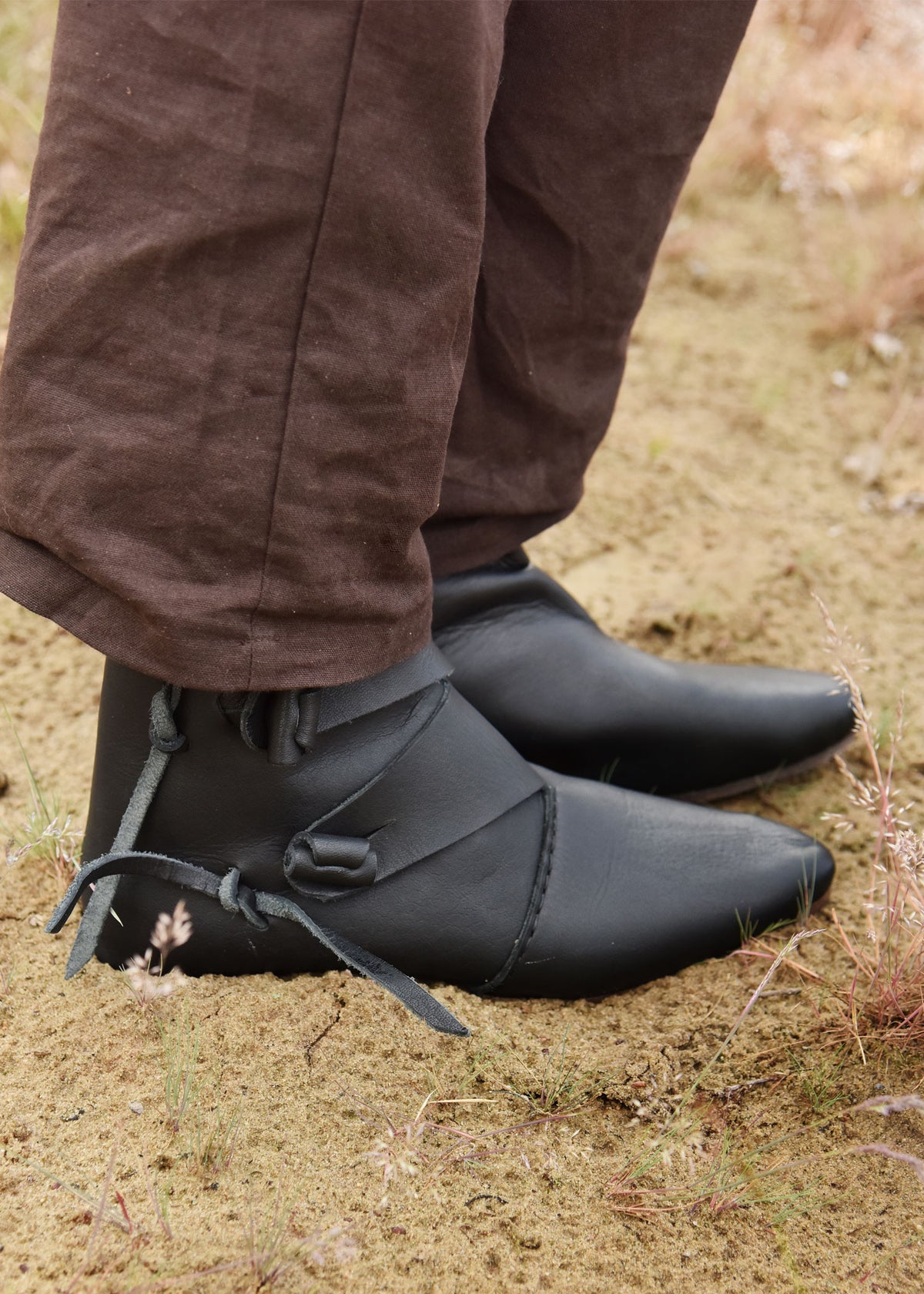Zapatos vikingos medievales tempranos Jorvik, negro